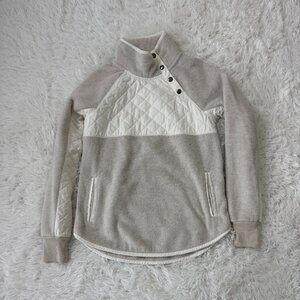 ✨Like New Abercrombie & Fitch Asymmetrical Snap-Up Fleece Off White Size XS